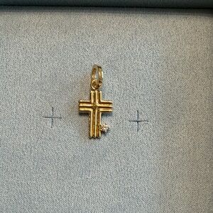 Gold Cross Pendant with Diamond Accent